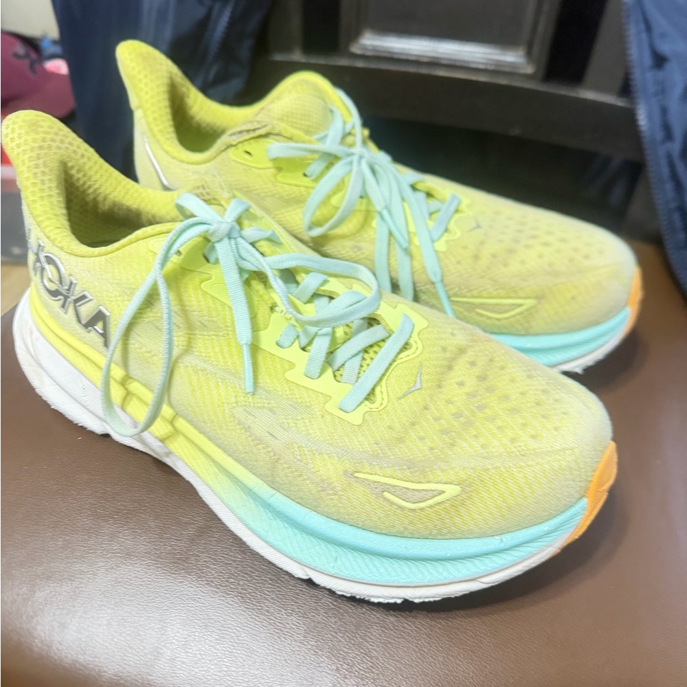 Hoka One One Women's Lime and Aqua Athletic Shoes